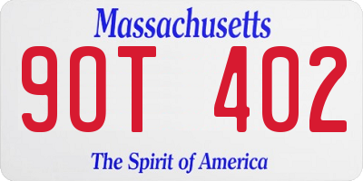 MA license plate 9OT402