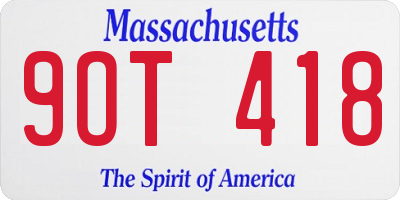 MA license plate 9OT418