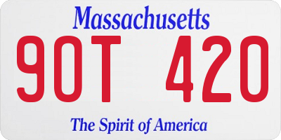 MA license plate 9OT420
