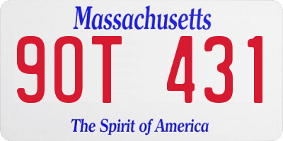 MA license plate 9OT431