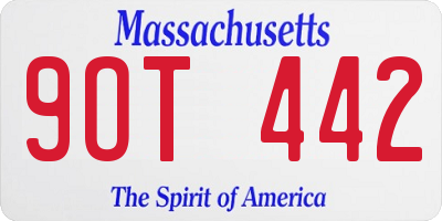 MA license plate 9OT442