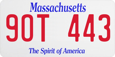 MA license plate 9OT443