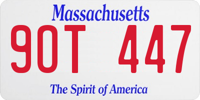 MA license plate 9OT447