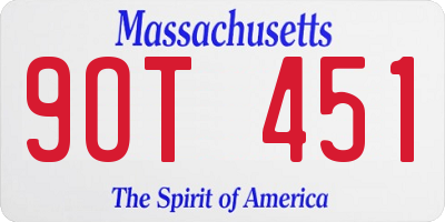 MA license plate 9OT451
