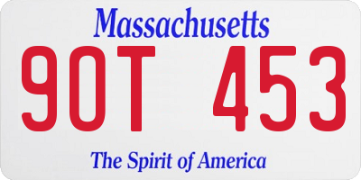 MA license plate 9OT453
