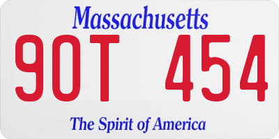 MA license plate 9OT454