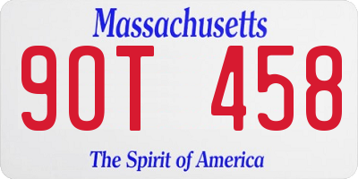MA license plate 9OT458