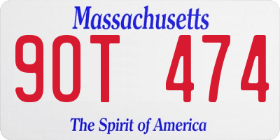 MA license plate 9OT474