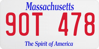 MA license plate 9OT478
