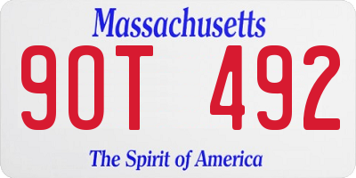 MA license plate 9OT492