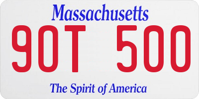MA license plate 9OT500