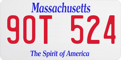 MA license plate 9OT524