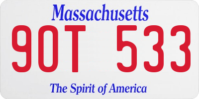 MA license plate 9OT533