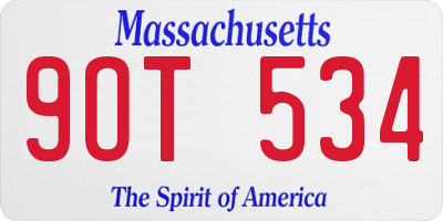 MA license plate 9OT534