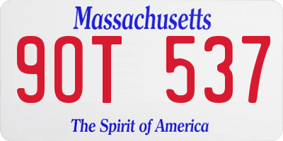 MA license plate 9OT537