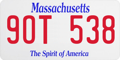 MA license plate 9OT538