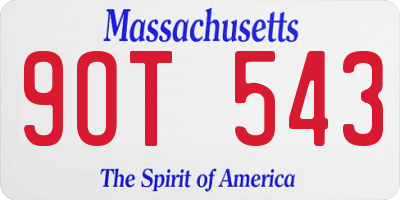 MA license plate 9OT543