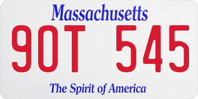 MA license plate 9OT545