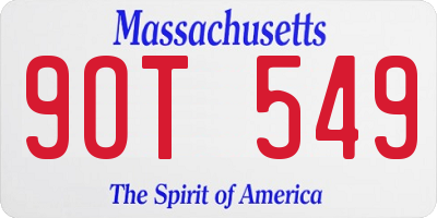MA license plate 9OT549