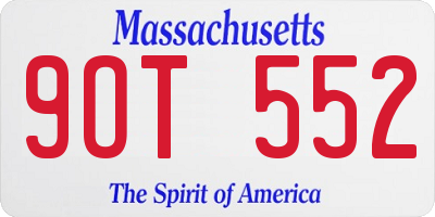 MA license plate 9OT552