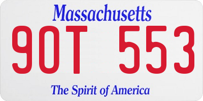 MA license plate 9OT553