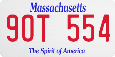 MA license plate 9OT554