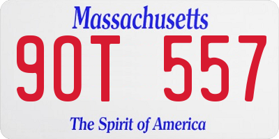 MA license plate 9OT557