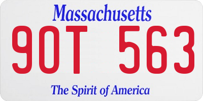 MA license plate 9OT563