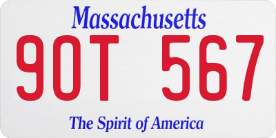 MA license plate 9OT567