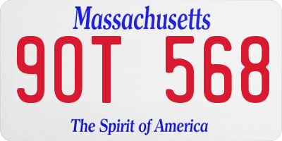 MA license plate 9OT568