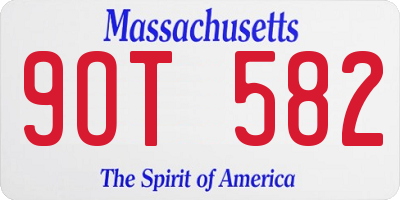 MA license plate 9OT582
