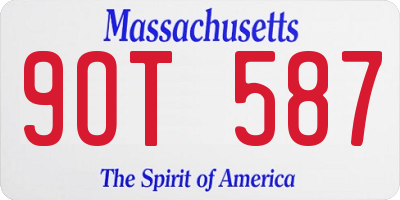 MA license plate 9OT587