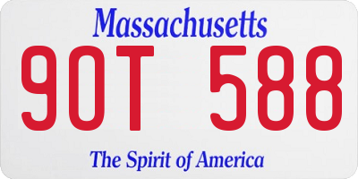 MA license plate 9OT588