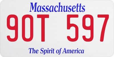 MA license plate 9OT597