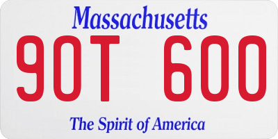 MA license plate 9OT600