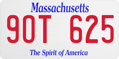 MA license plate 9OT625