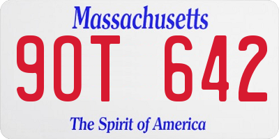 MA license plate 9OT642