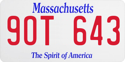 MA license plate 9OT643