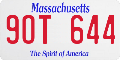 MA license plate 9OT644