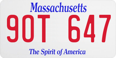MA license plate 9OT647
