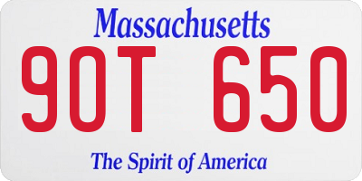 MA license plate 9OT650