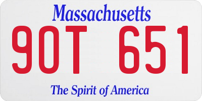 MA license plate 9OT651
