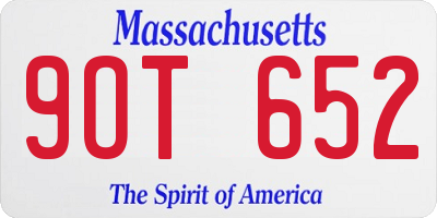 MA license plate 9OT652