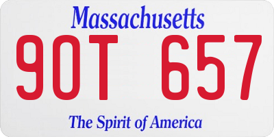 MA license plate 9OT657