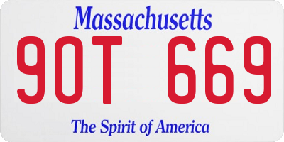 MA license plate 9OT669