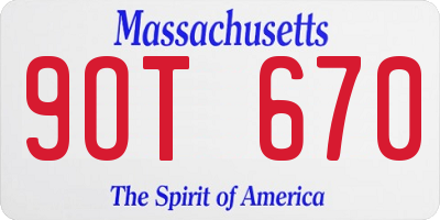 MA license plate 9OT670