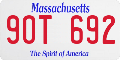 MA license plate 9OT692