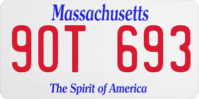 MA license plate 9OT693
