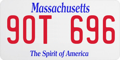 MA license plate 9OT696