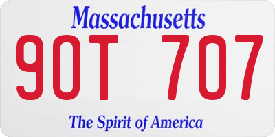 MA license plate 9OT707